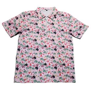 Mens Zipper Polo Shirt Performance Short Sleeve Golf Shirt Moisture Wicking Med